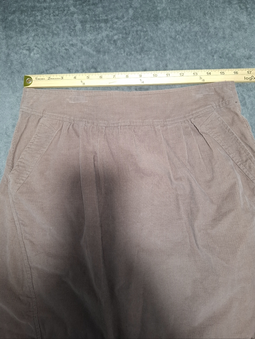 GARNET HILL Corduroy Mini Skirt Sz 8 Taupe Brown Pockets Preppy Casual Academy - Picture 6 of 8